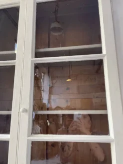 Meuble métier vitrine XL patine blanche