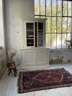 Meuble métier vitrine XL patine blanche