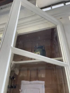 Meuble métier vitrine XL patine blanche