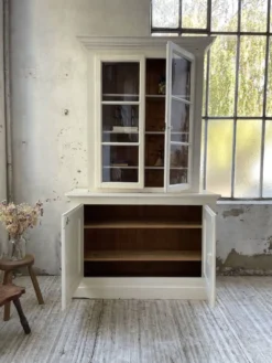 Meuble métier vitrine XL patine blanche