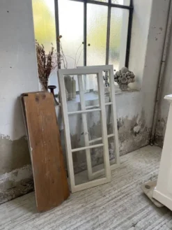 Meuble métier vitrine XL patine blanche