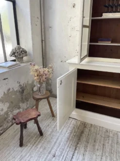 Meuble métier vitrine XL patine blanche