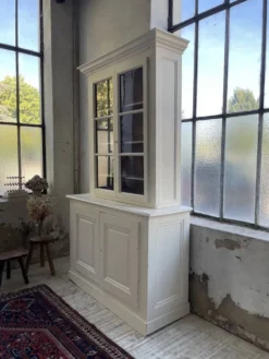 Meuble métier vitrine XL patine blanche