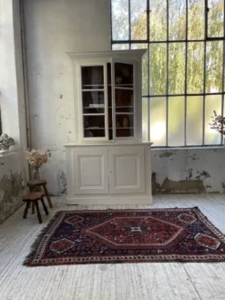 Meuble métier vitrine XL patine blanche