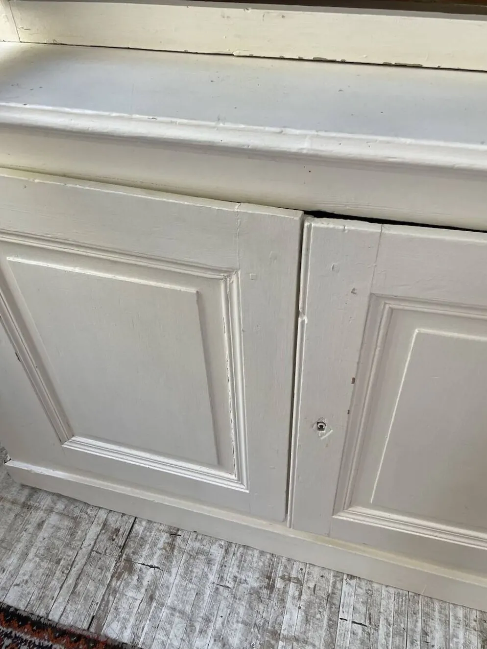 Meuble métier vitrine XL patine blanche