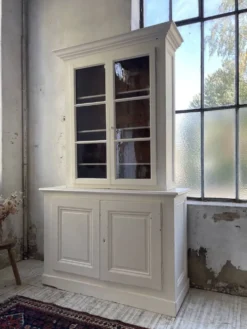 Meuble métier vitrine XL patine blanche