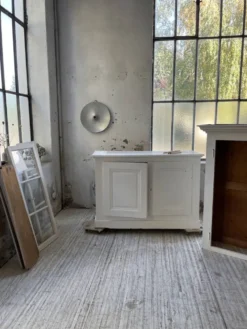 Meuble métier vitrine XL patine blanche
