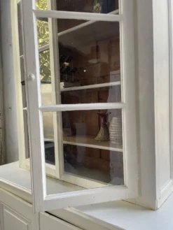 Meuble métier vitrine XL patine blanche