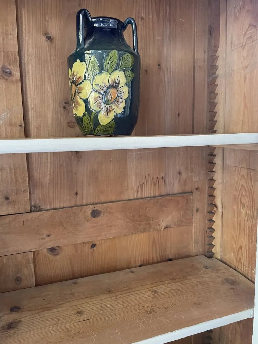 Meuble métier vitrine XL patine blanche