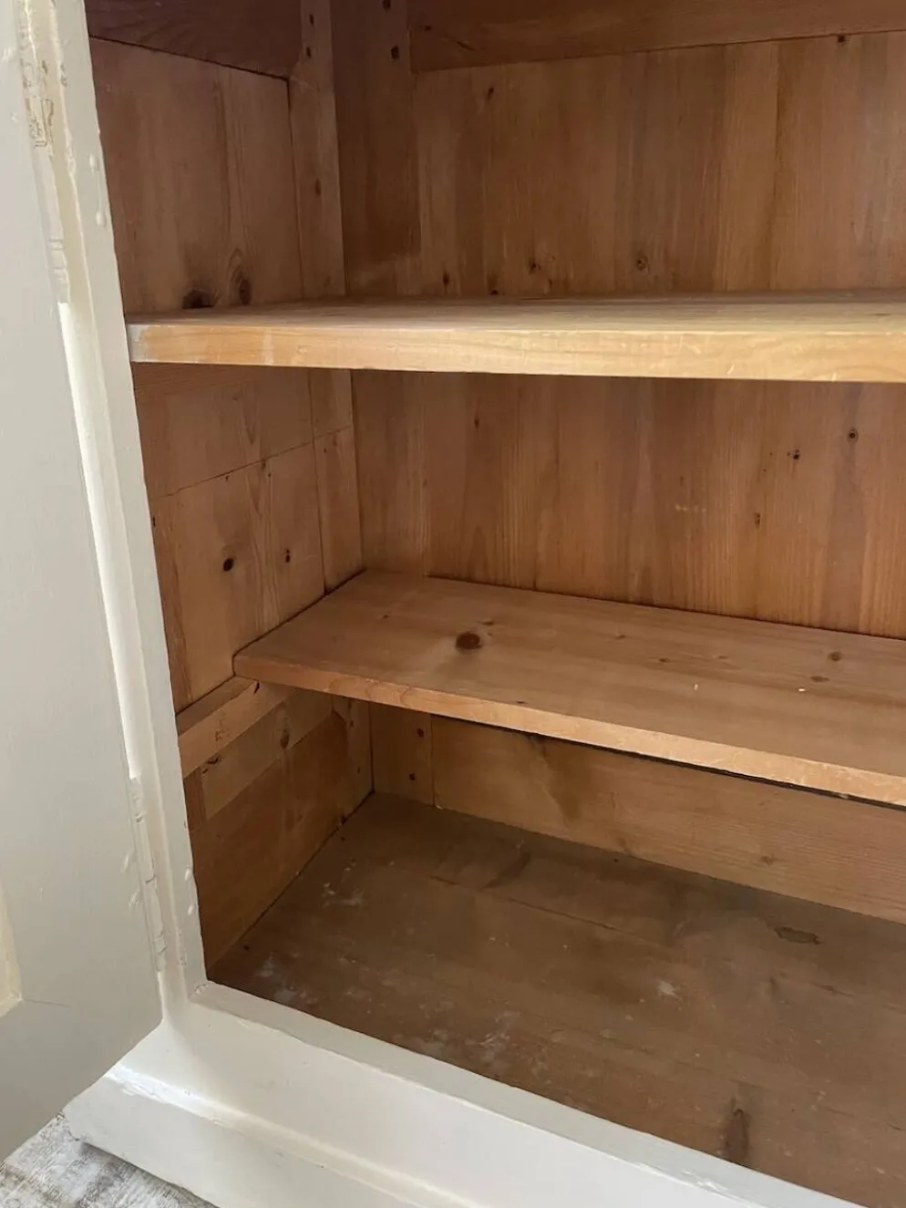 Meuble métier vitrine XL patine blanche