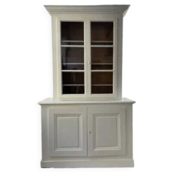 Meuble métier vitrine XL patine blanche