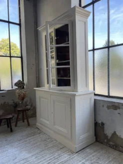 Meuble métier vitrine XL patine blanche