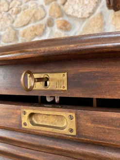 Meuble à partitions ancien à rideau en bois – début XXe