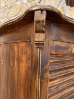 Meuble à partitions ancien à rideau en bois – début XXe
