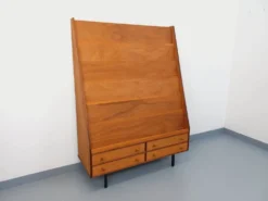 Meuble présentoir bibliothèque avec tiroirs vintage en bois des années 60