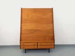 Meuble présentoir bibliothèque avec tiroirs vintage en bois des années 60