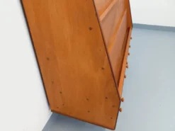 Meuble présentoir bibliothèque avec tiroirs vintage en bois des années 60