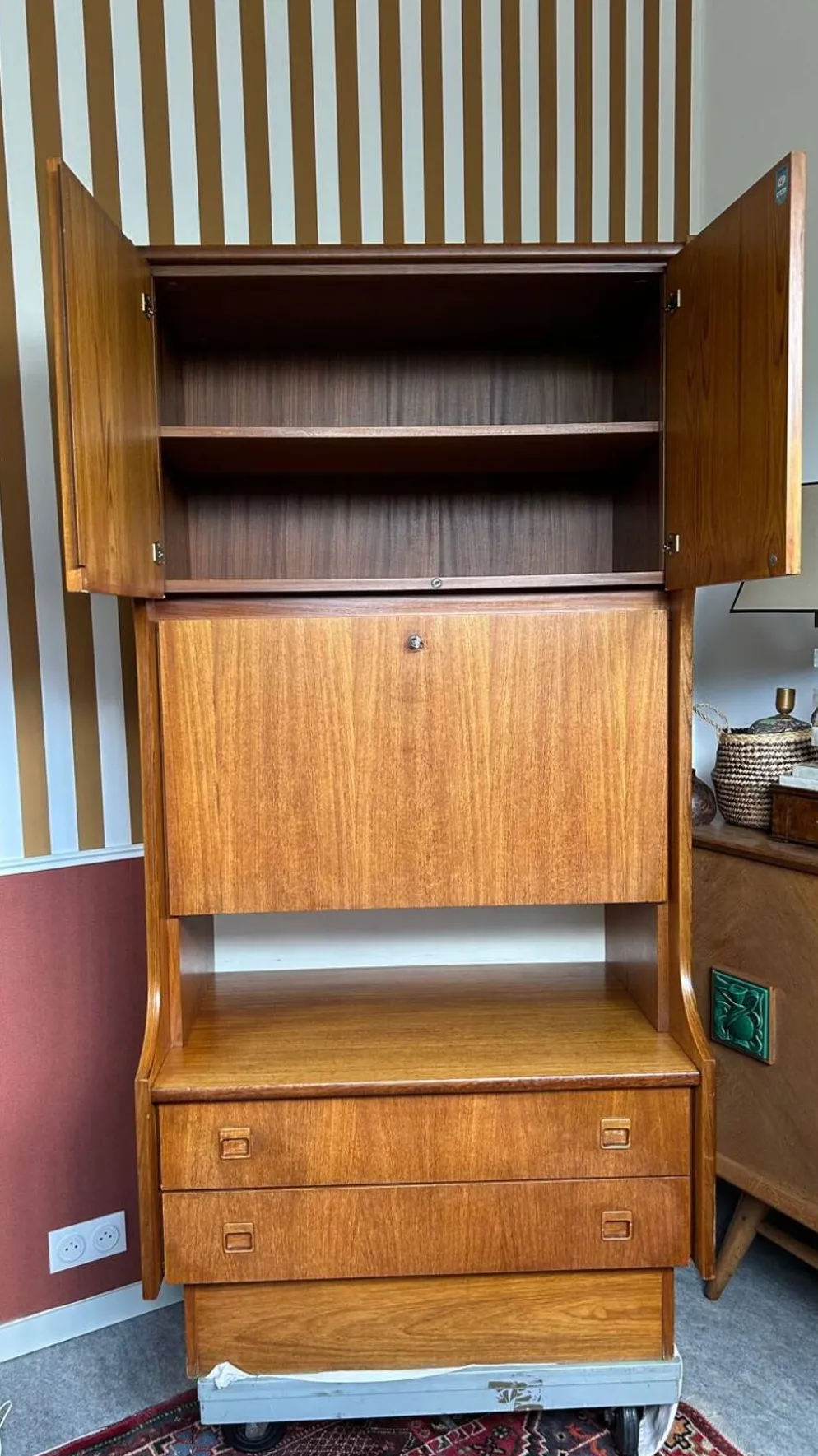 Meuble rangement en teck, France 1960