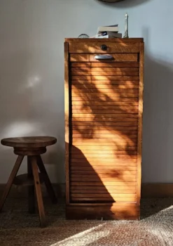 Meuble rideau chêne vintage