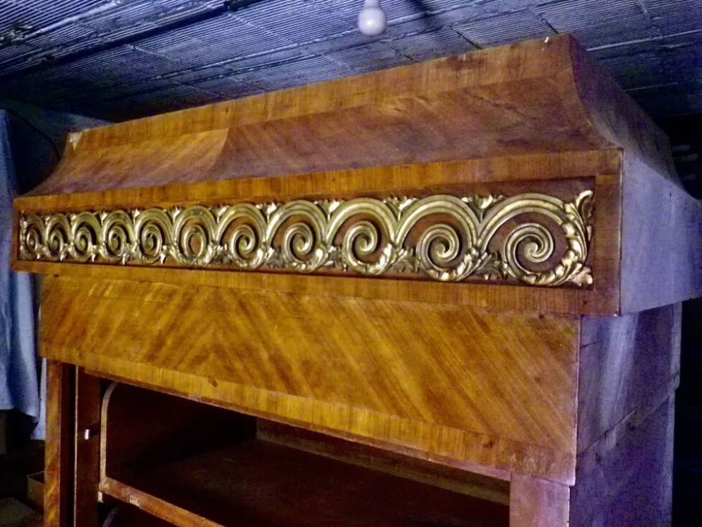 Meuble à rideau classeur meuble bureau ancien acajou et bronze doré