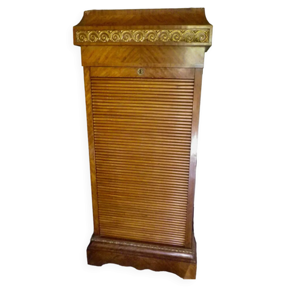 Meuble à rideau classeur meuble bureau ancien acajou et bronze doré