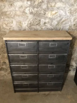 Meuble Ronéo à 10 clapets industriel bois métal