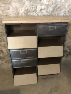 Meuble Ronéo à 10 clapets industriel bois métal