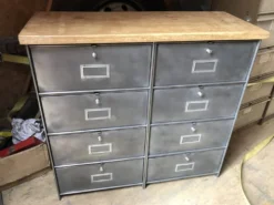 Meuble Ronéo à 8 clapets industriel bois métal