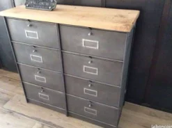 Meuble Ronéo à 8 clapets industriel bois métal