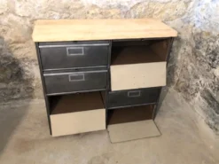 Meuble Ronéo à clapets industriel bois métal