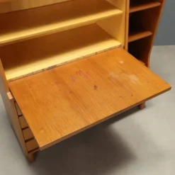 Meuble secrétaire vintage avec abattant et tiroirs en érable, design années 1960