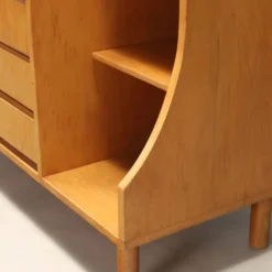 Meuble secrétaire vintage avec abattant et tiroirs en érable, design années 1960