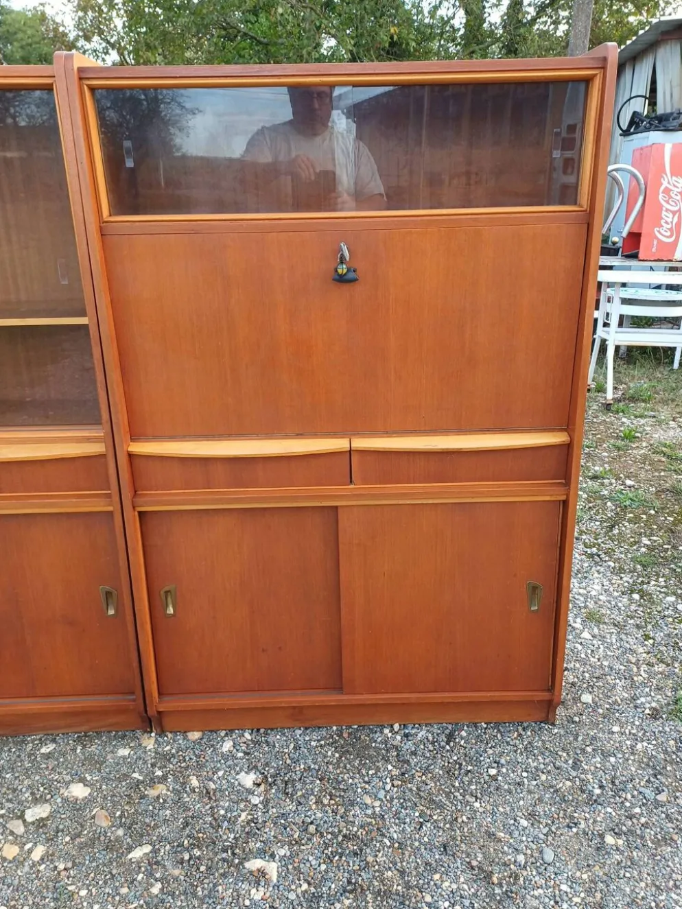 Meubles vitrine des années 50 bois et vitres