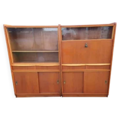 Meubles vitrine des années 50 bois et vitres