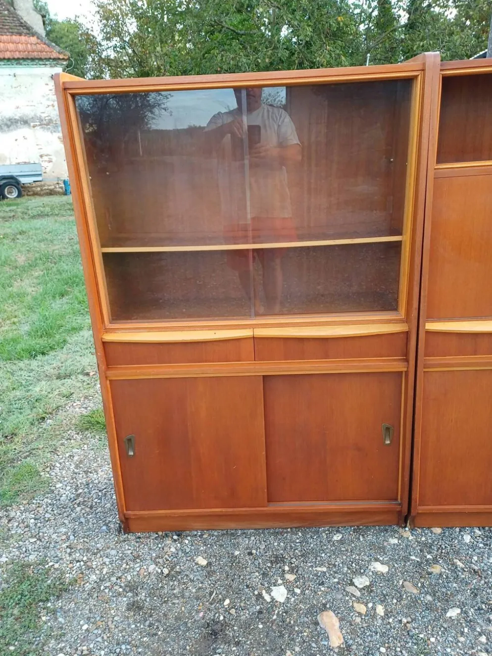 Meubles vitrine des années 50 bois et vitres