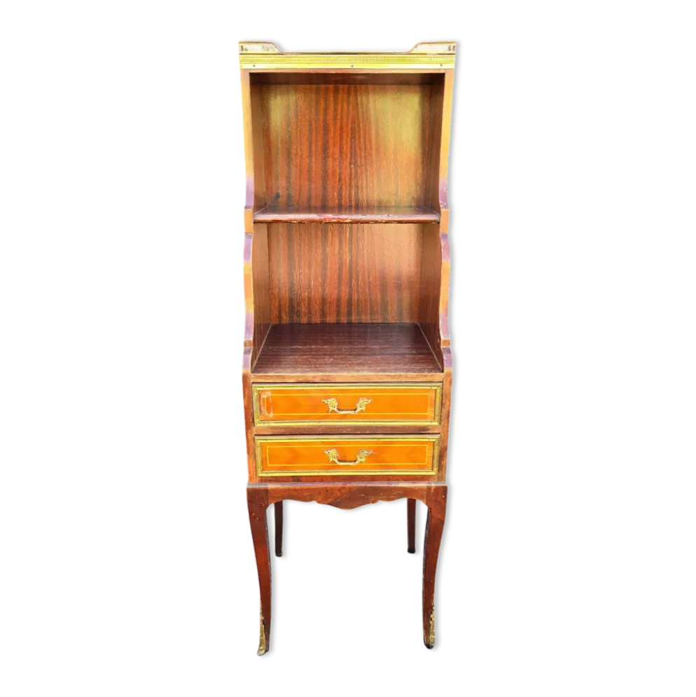 Meuble étagère de style Louis XVI en acajou et laiton