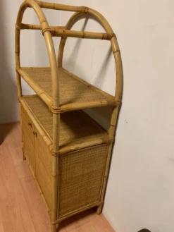 Meuble étagère en rotin des années 1980’