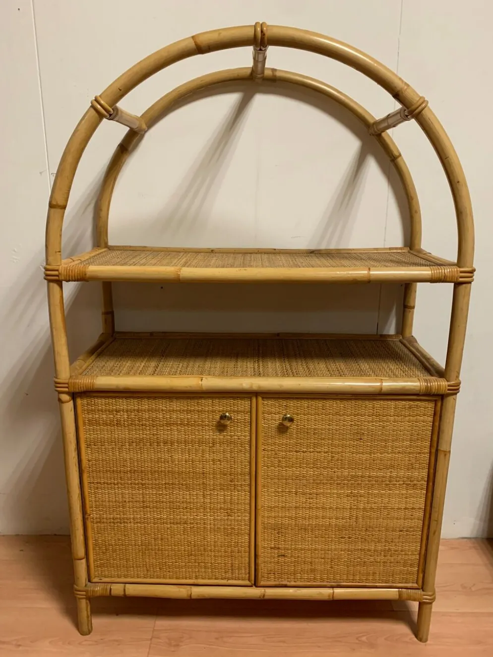 Meuble étagère en rotin des années 1980’