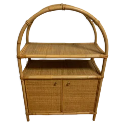 Meuble étagère en rotin des années 1980’