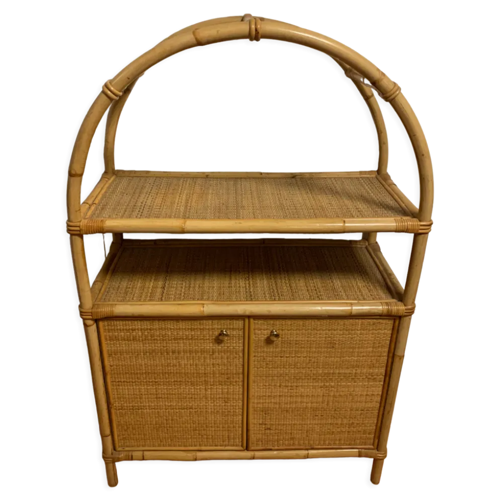 Meuble étagère en rotin des années 1980’