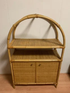 Meuble étagère en rotin des années 1980’