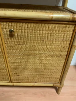 Meuble étagère en rotin des années 1980’