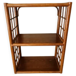 Meuble étagère en rotin et bois