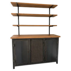 Meuble étagères et placards en métal et bois