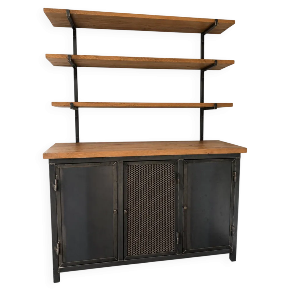 Meuble étagères et placards en métal et bois