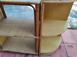 Meuble étagères rotin & bambou en 3 parties vintage