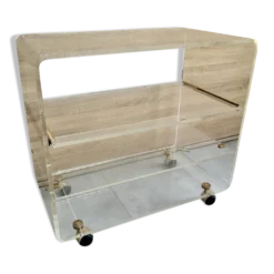 Meuble tele hi-fi en plexiglas transparent 1980 signé David Lange
