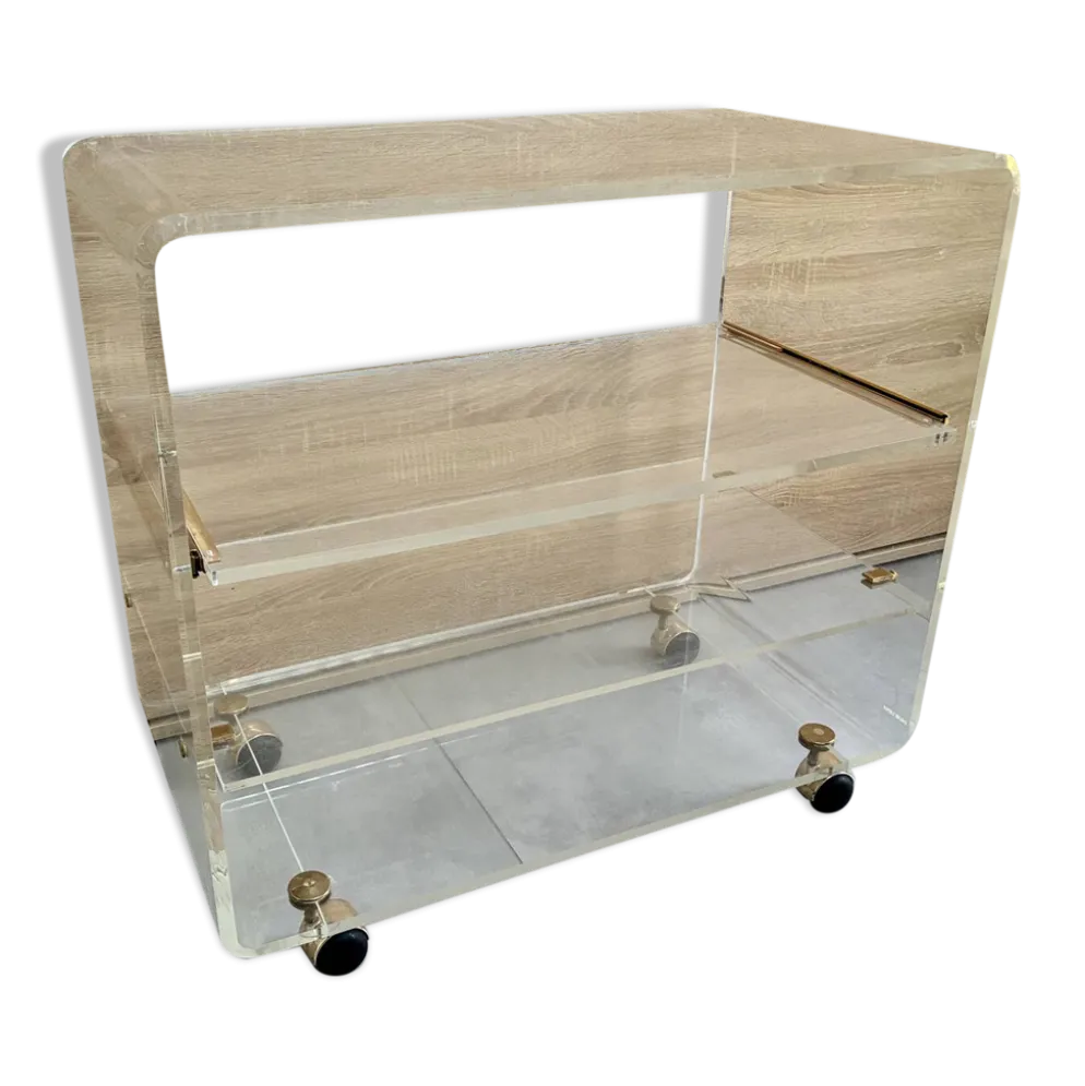Meuble tele hi-fi en plexiglas transparent 1980 signé David Lange