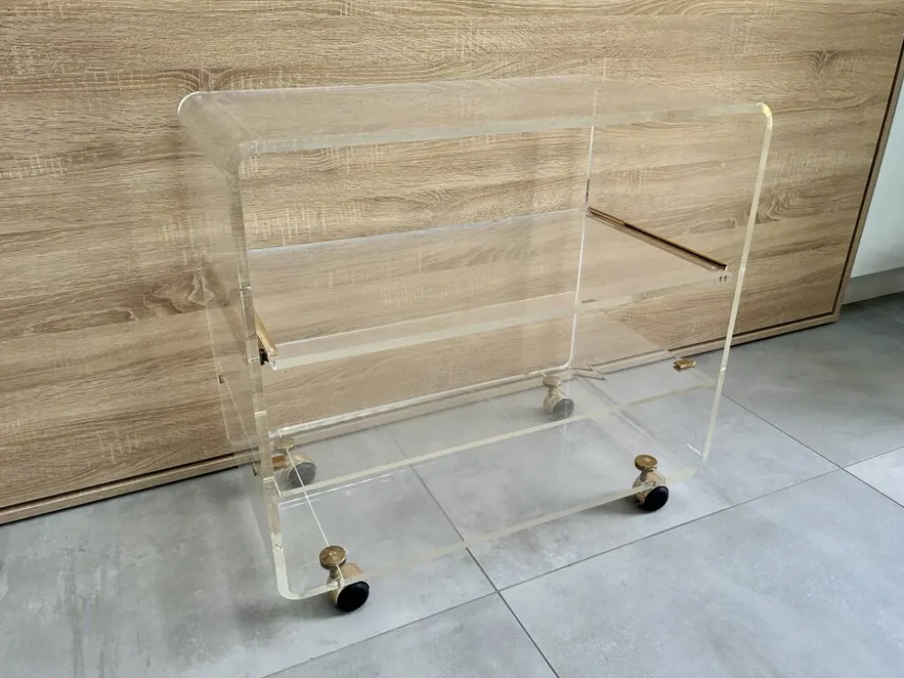 Meuble tele hi-fi en plexiglas transparent 1980 signé David Lange