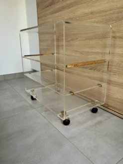Meuble tele hi-fi en plexiglas transparent 1980 signé David Lange